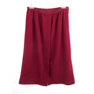 Pendleton Vintage 100% Wool Midi A-Line Skirt Red Pleated Pockets Womens 12